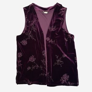 Vintage 90s Caribou New York purple velvet vest floral embossed whimsigoth L